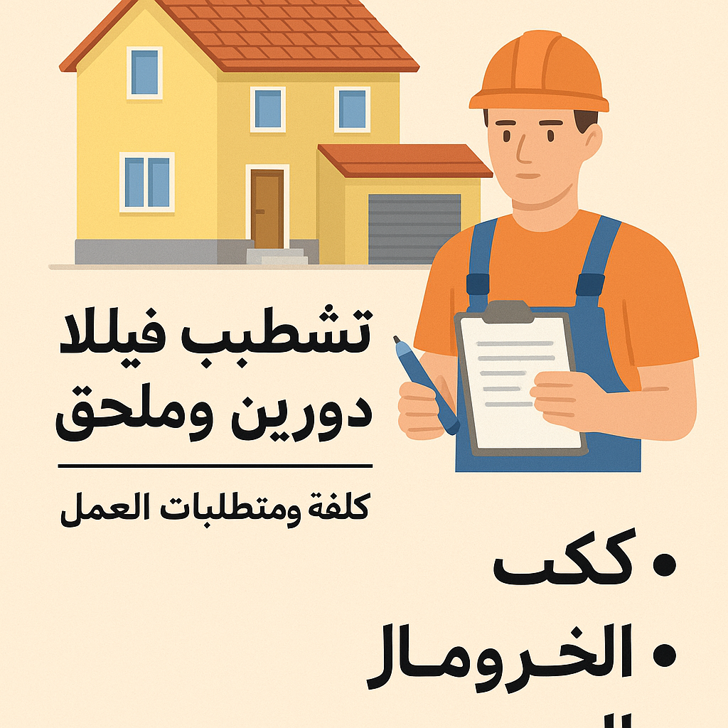 تشطيب فيلا دورين وملحق: تكلفة - مشروع تشطيب في المنطقة الغربية لدى…