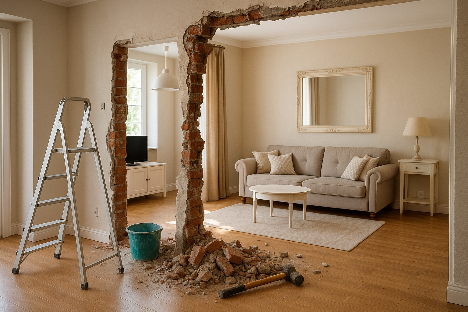 توسيع ودمج الصالة مع مجلس - مشروع ترميم وصيانة في المنطقة الوسطى ل…