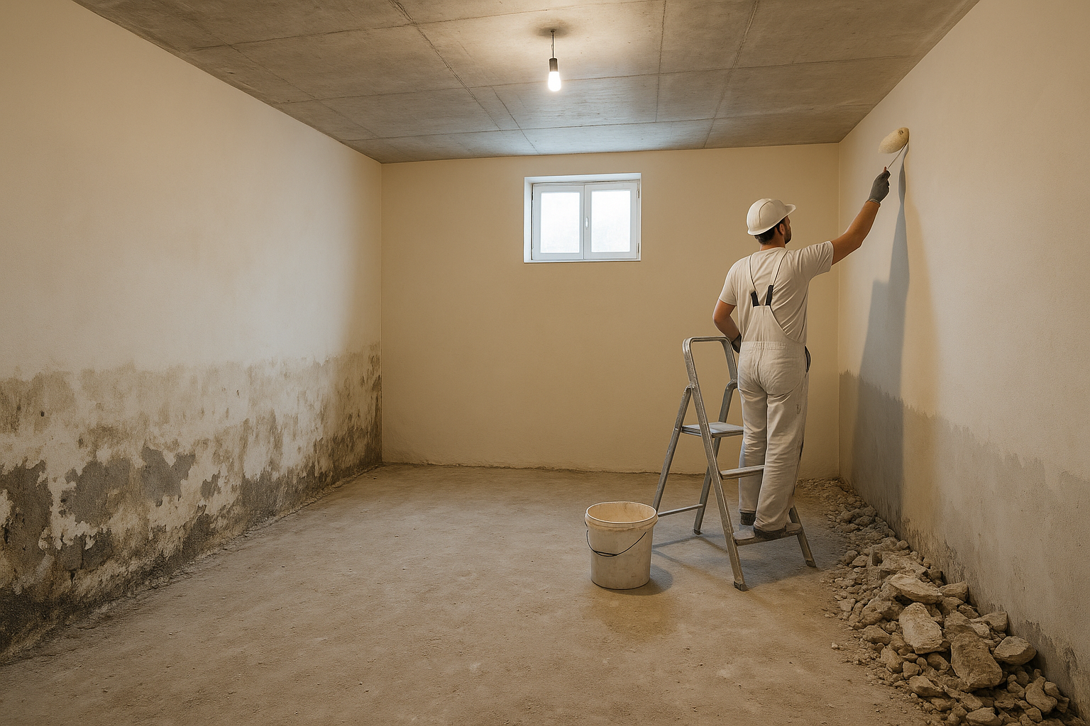 "ترميم غرفة سائق وبيسمنت متضرر - مشروع ترميم وصيانة في المنطقة الو…