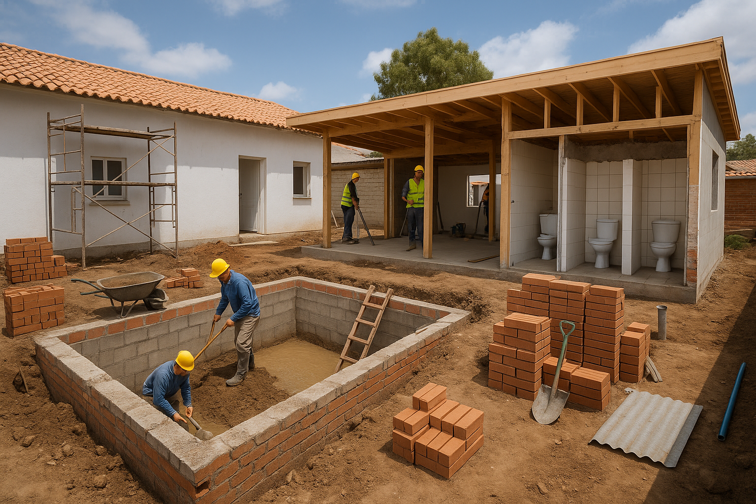 توسعة وتجديد للخزان الأرضي والحمامات - مشروع ترميم وصيانة في المن…