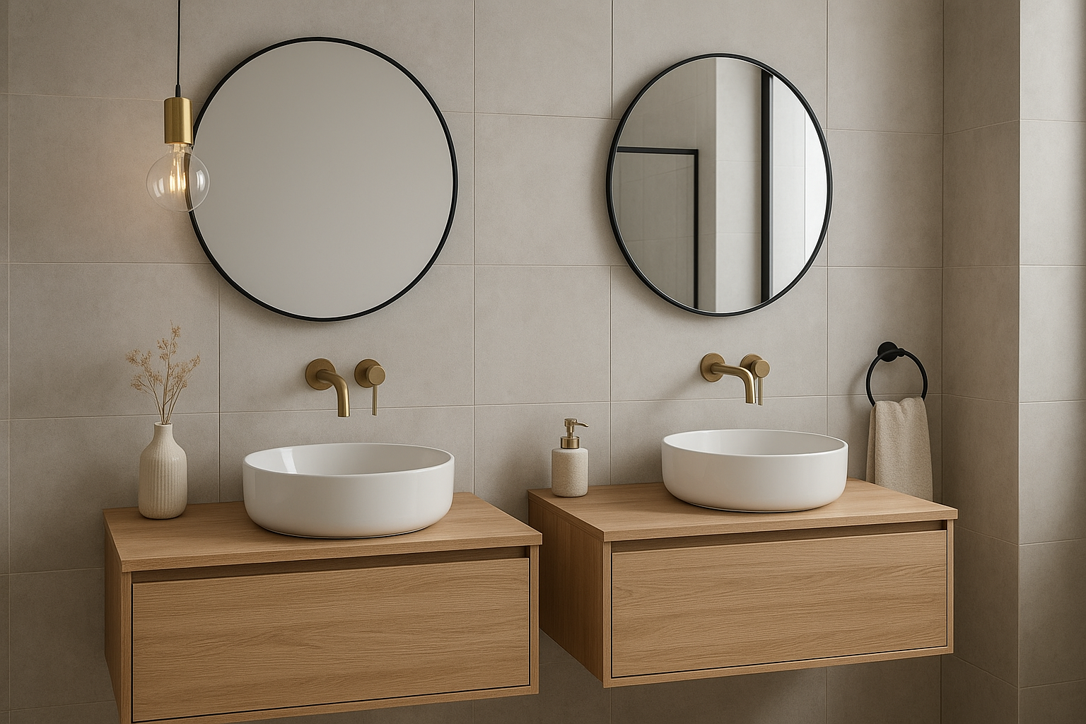 تصميم ديكورات عصرية لمغاسل الحمامات - مشروع ديكور في المنطقة الوس…