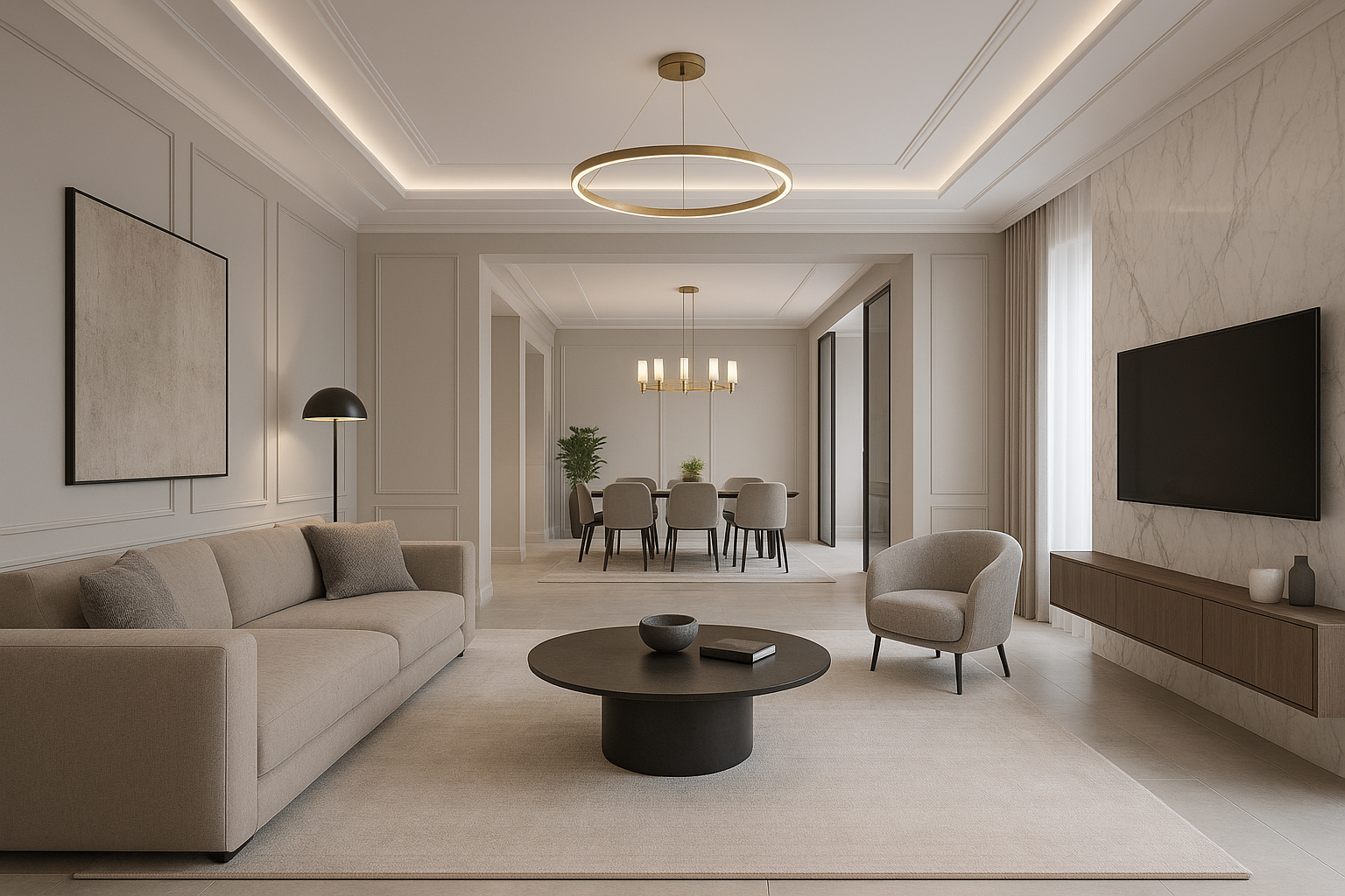 تجديد ديكور شامل لدور سكني - مشروع ديكور في المنطقة الوسطى لدى بوا…