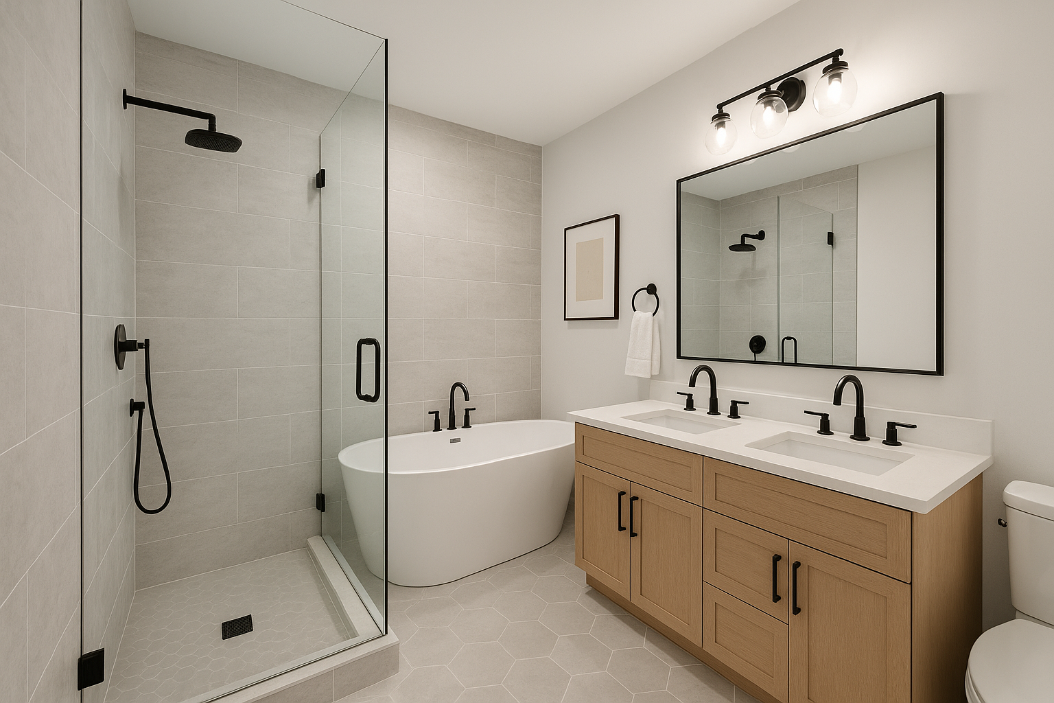 تجديد شامل لحمام رئيسي: تحديث - مشروع ترميم وصيانة في المنطقة الوس…