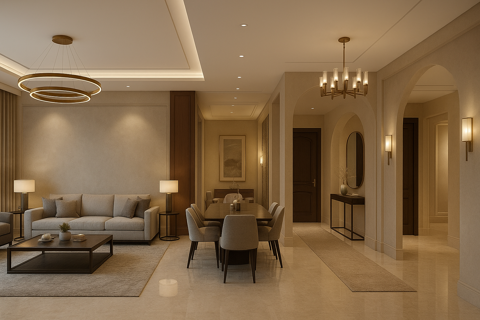 "تصميم داخلي مبتكر للمجلس والصالة - مشروع ديكور في المنطقة الوسطى…