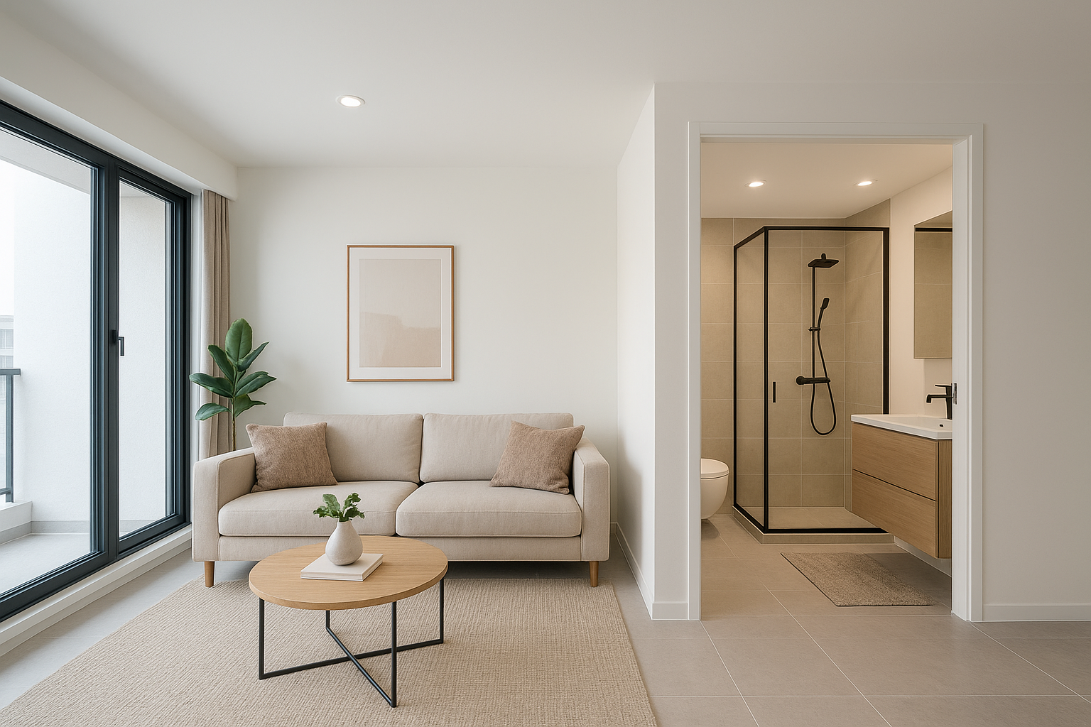 صالة وحمام جديدة في مشروع - مشروع بناء جديد في المنطقة الغربية لدى…