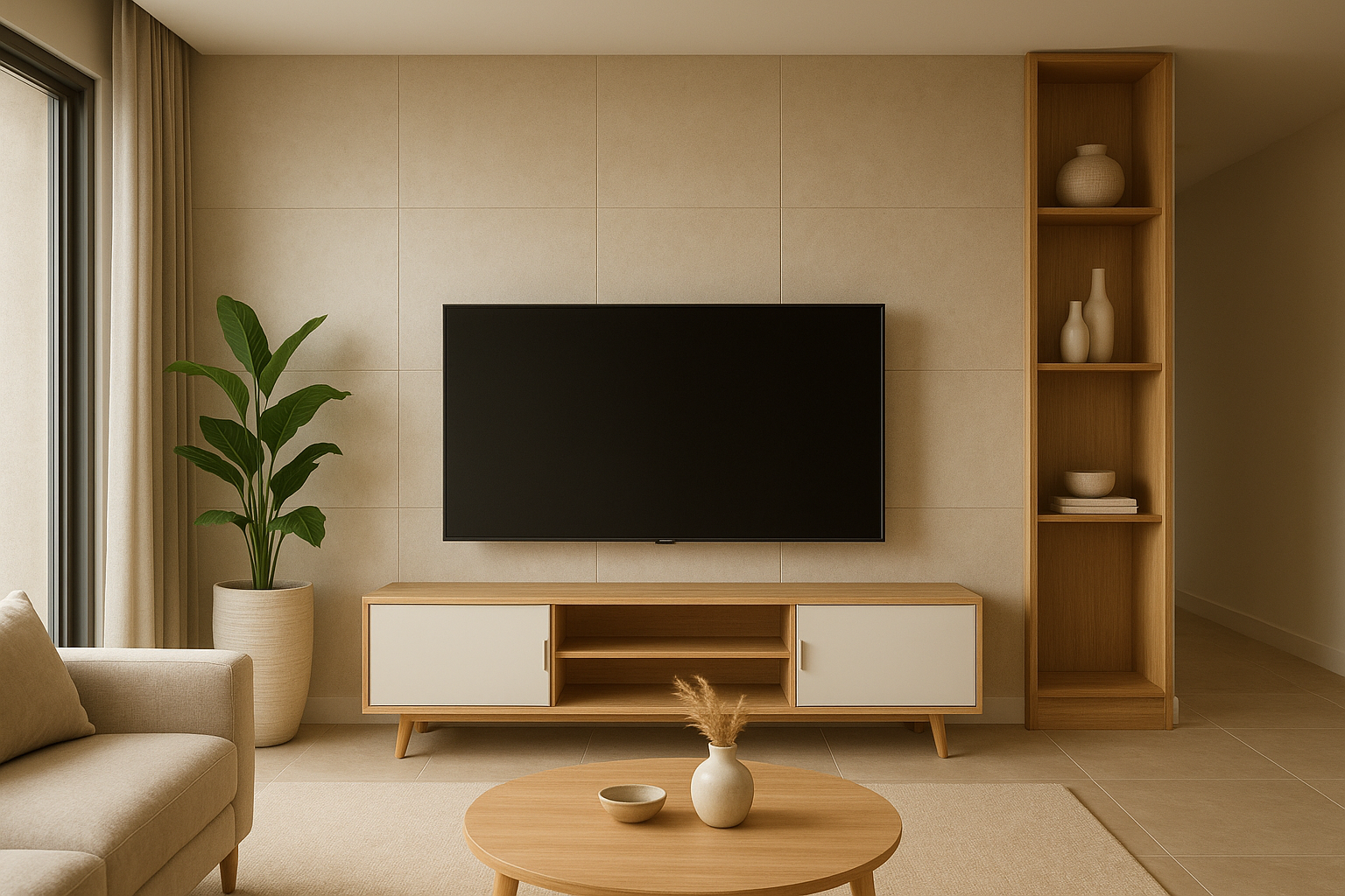 تحسين ديكور صالة وتلفزيون في - مشروع ديكور في المنطقة الوسطى لدى ب…