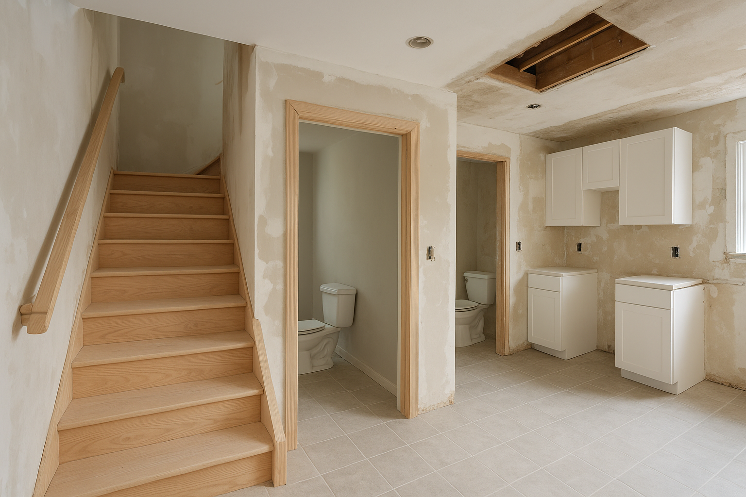 ترميم منزل: إنشاء درج داخلي، - مشروع ترميم وصيانة في المنطقة الوسط…