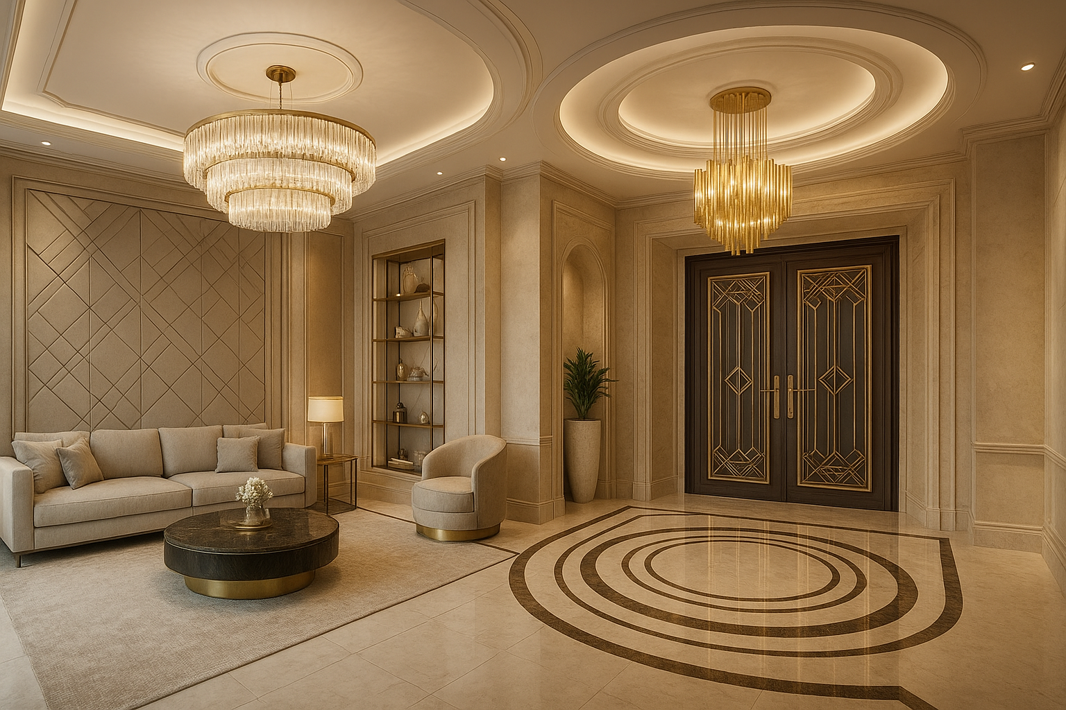 "تصميم ديكور مبتكر لمجلس ومدخل - مشروع ديكور في المنطقة الغربية لد…