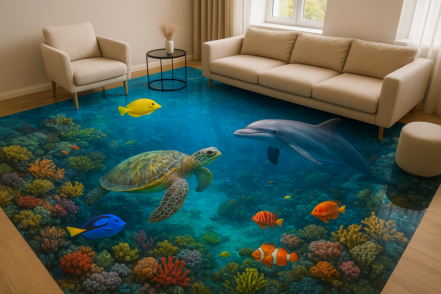 تصميم وتنفيذ أرضيات إيبوكسي ثلاثية - مشروع ديكور في المنطقة الوسط…