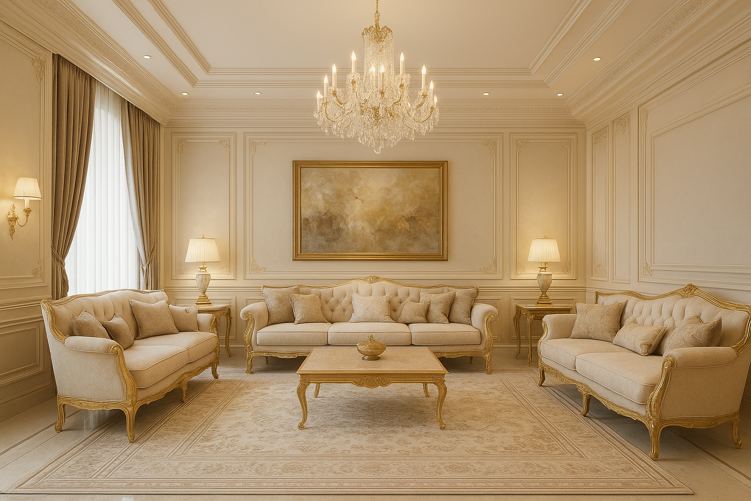 تجديد ديكور صالة مجالس فاخرة - مشروع ديكور في المنطقة الوسطى لدى ب…