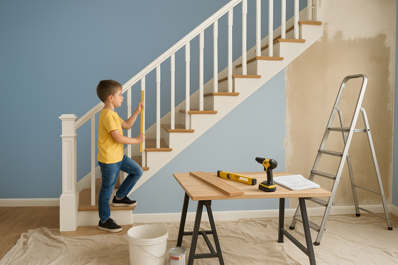 مشروع تجديد منزل درج صالة - مشروع ترميم وصيانة في المنطقة الوسطى ل…