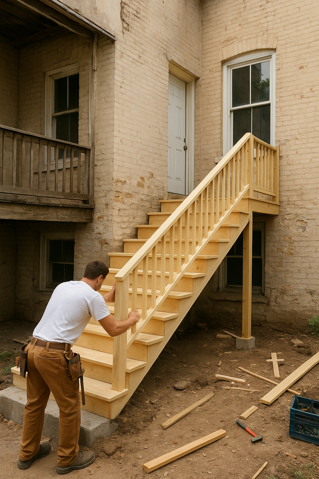 تركيب وتجديد الدرج الخارجي للطابق - مشروع ترميم وصيانة في المنطقة…