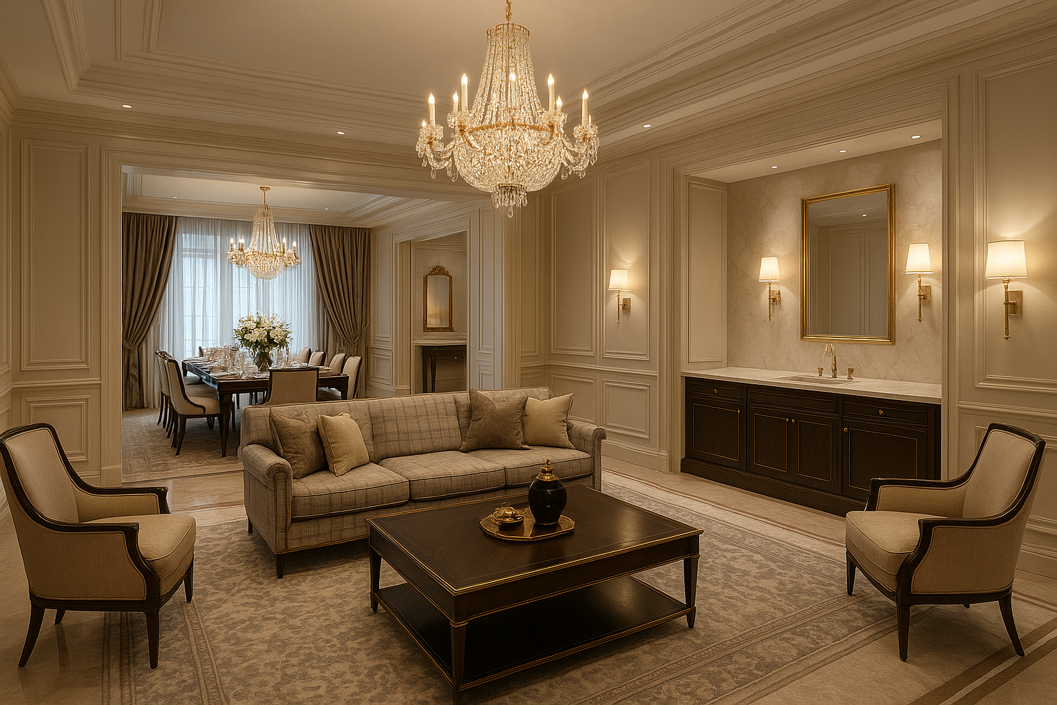 تصميم مجلس رجال وغرفة طعام - مشروع ديكور في المنطقة الوسطى لدى بوا…