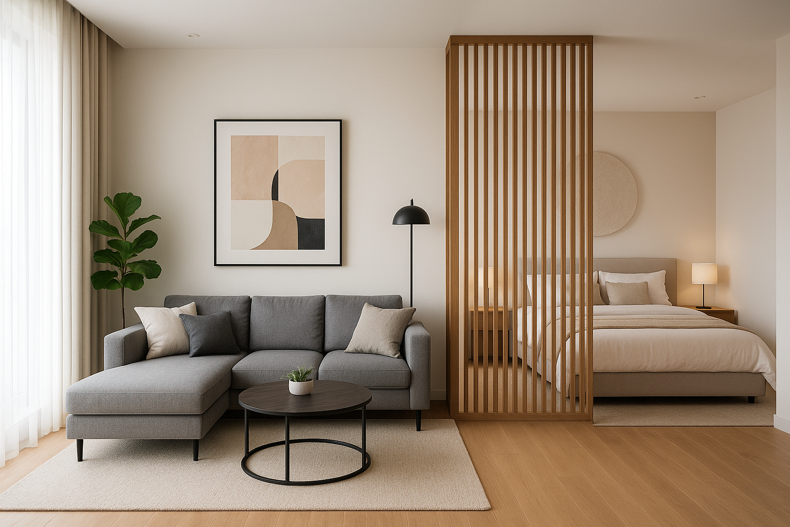 تحويل ديكور مبتكر لصالة وغرفة - مشروع ديكور في المنطقة الوسطى لدى…