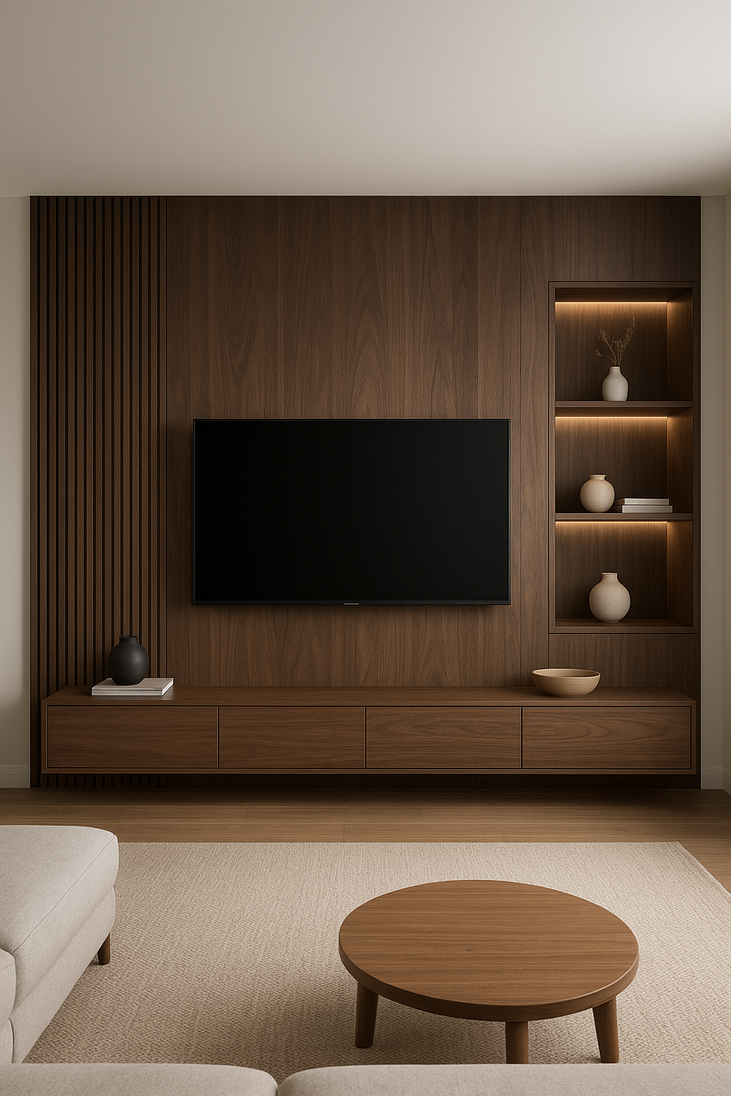 تصميم جدار تلفزيون مميز يجمع - مشروع ديكور في المنطقة الغربية لدى…