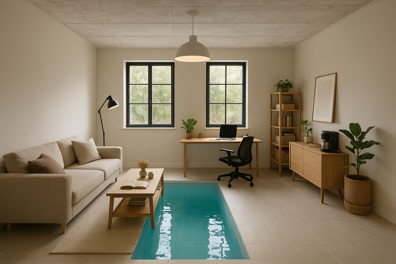 تحويل منطقة المسبح إلى غرفة - مشروع ديكور في المنطقة الغربية لدى ب…