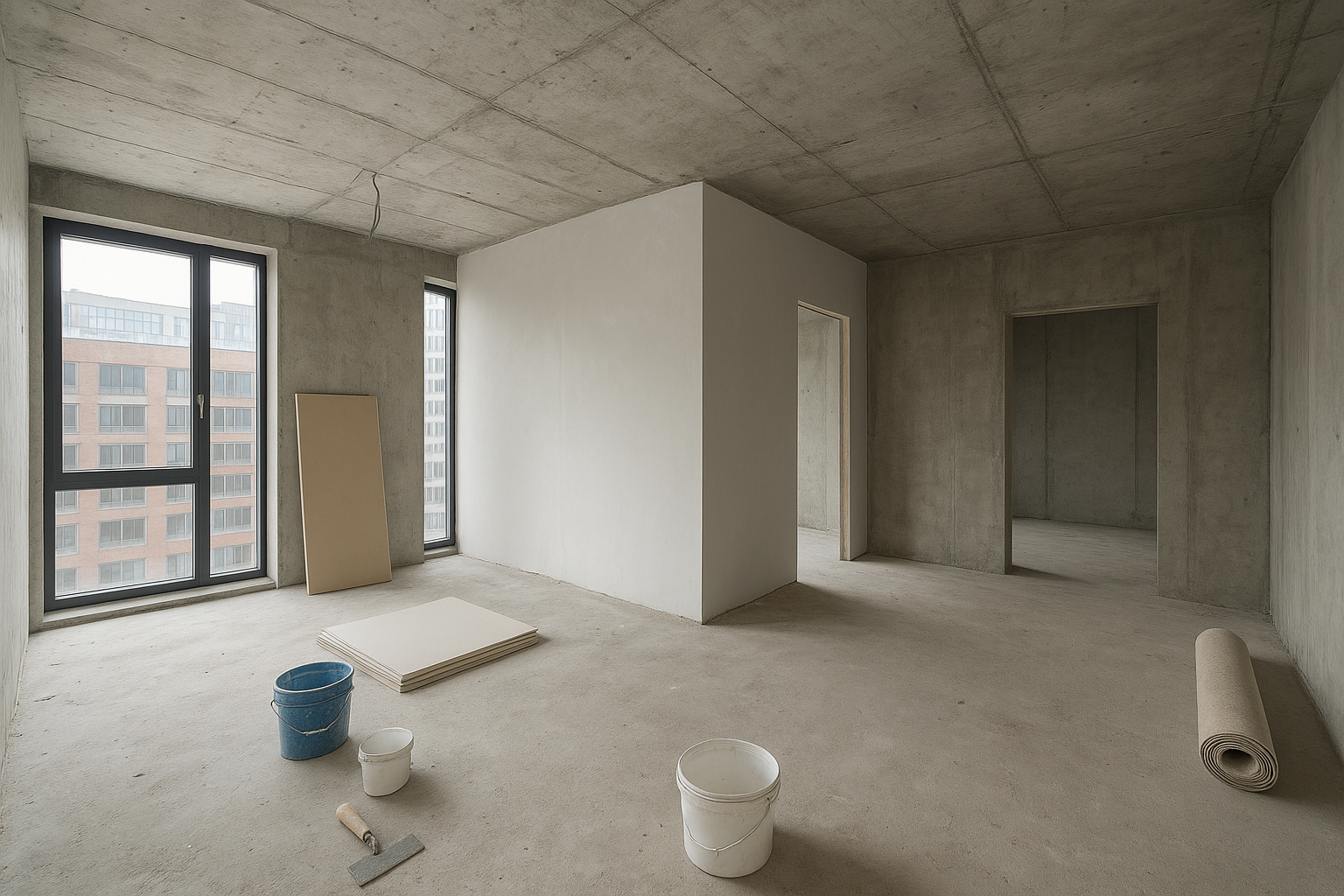 تشطيب شقة بعمارة تجارية: مقارنة - مشروع تشطيب في المنطقة الوسطى لد…