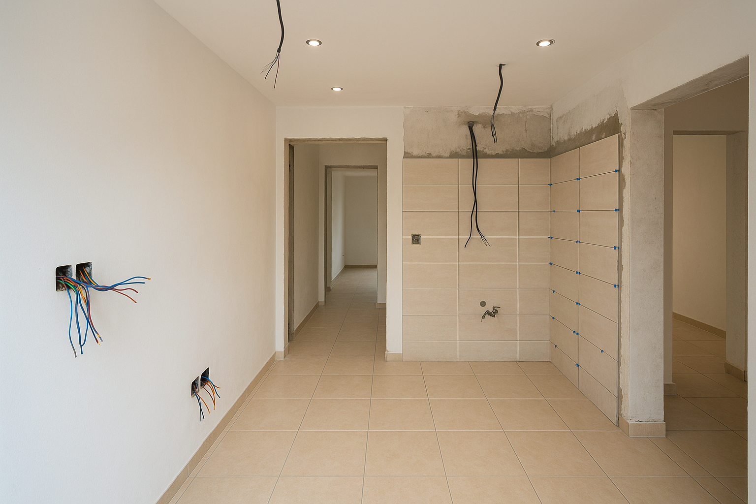 تشطيب أعمال الكهرباء والبلاط لشقة - مشروع تشطيب في المنطقة الشرقي…