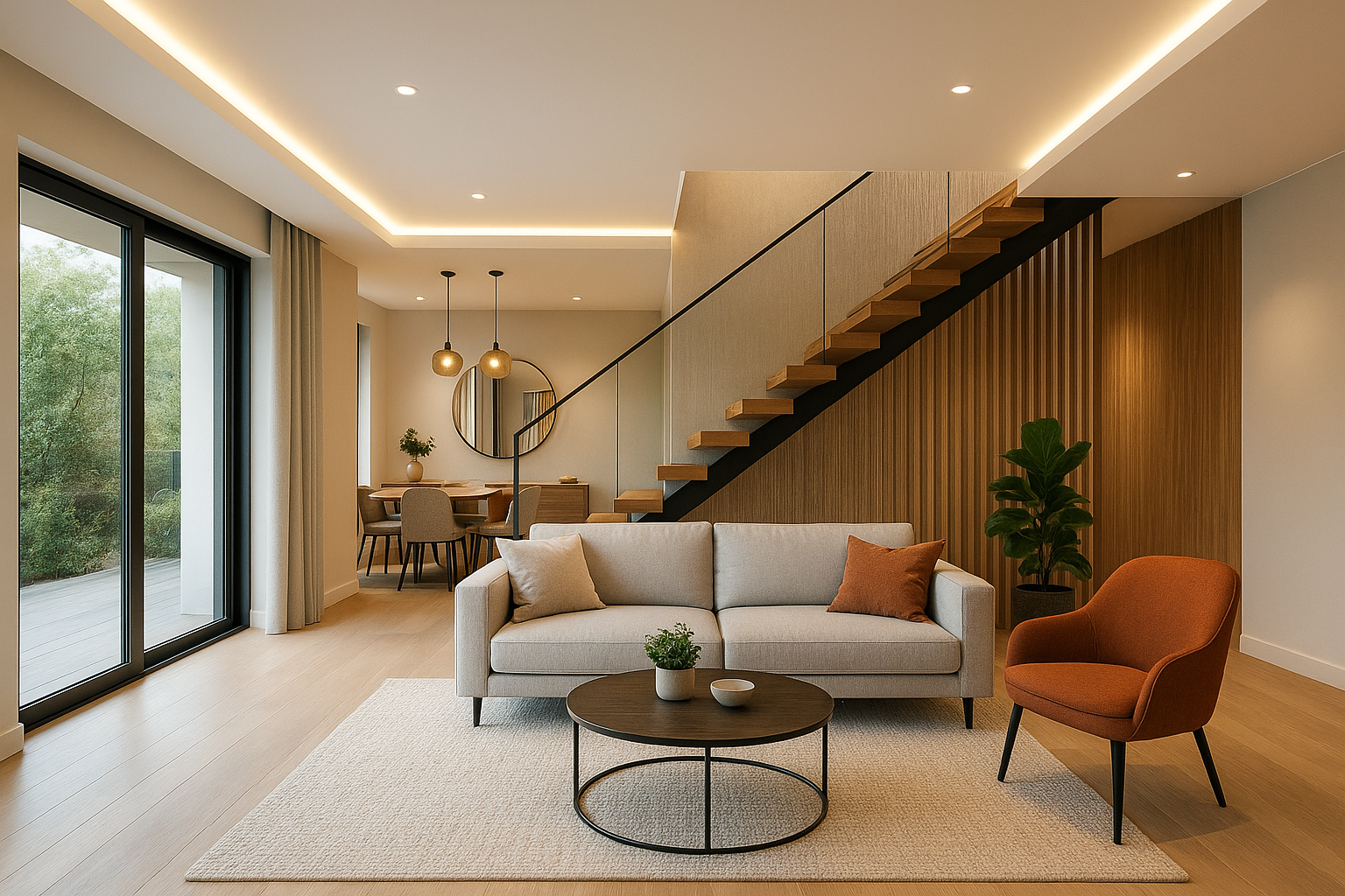 تصميم ديكور مبتكر لدور أرضي - مشروع تشطيب في المنطقة الوسطى لدى بو…