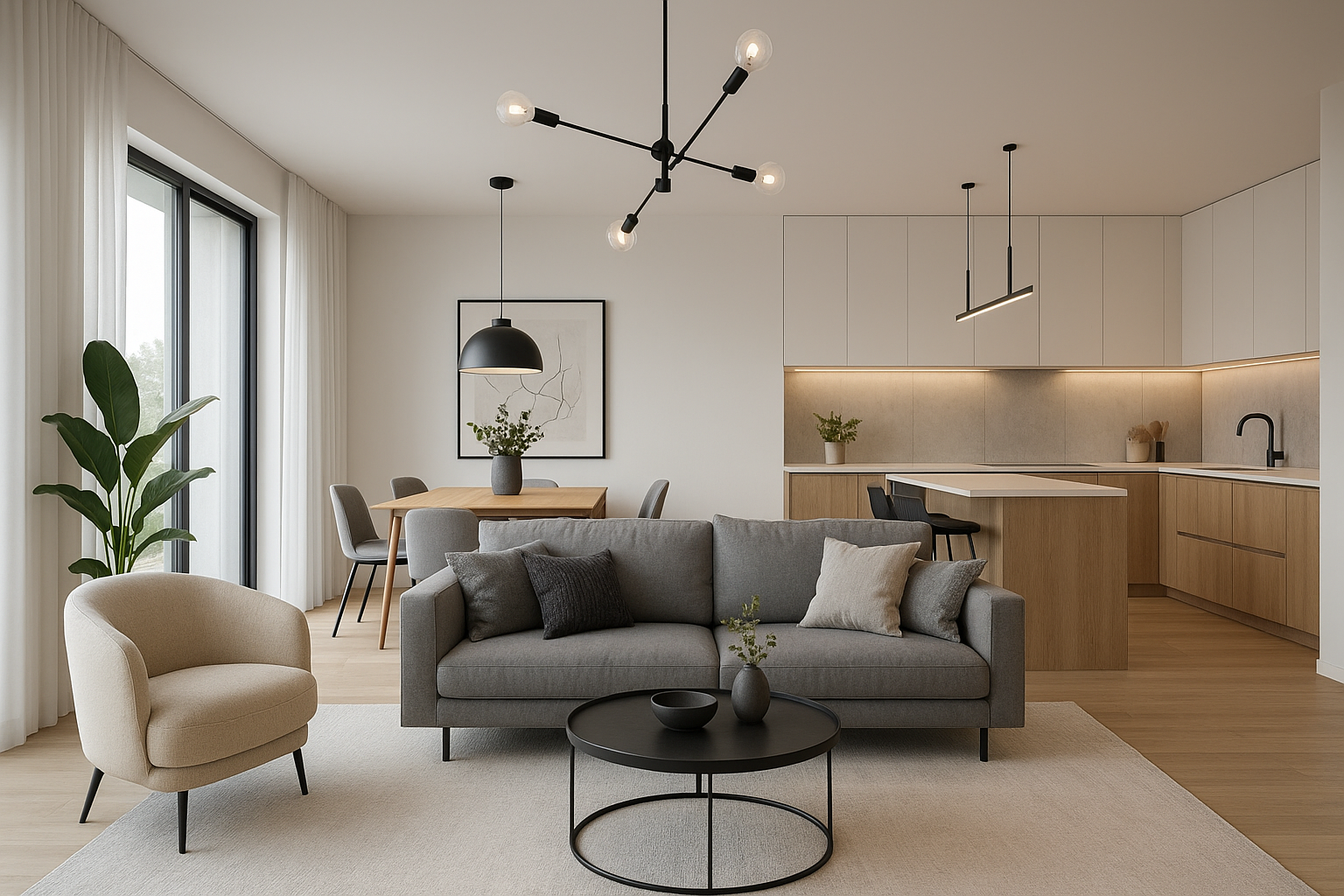 تصميم ديكور مميز لصالة مفتوحة - مشروع ديكور في المنطقة الوسطى لدى…