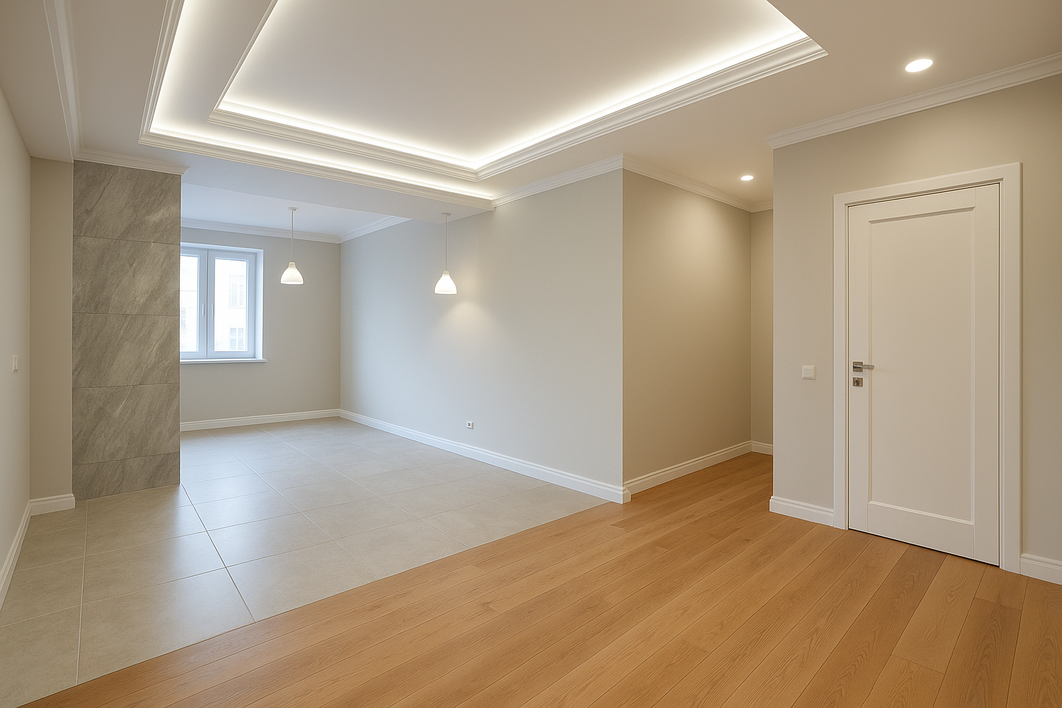 تشطيب شقة: بلاط، باركيه، ديكور، - مشروع تشطيب في المنطقة الوسطى لد…