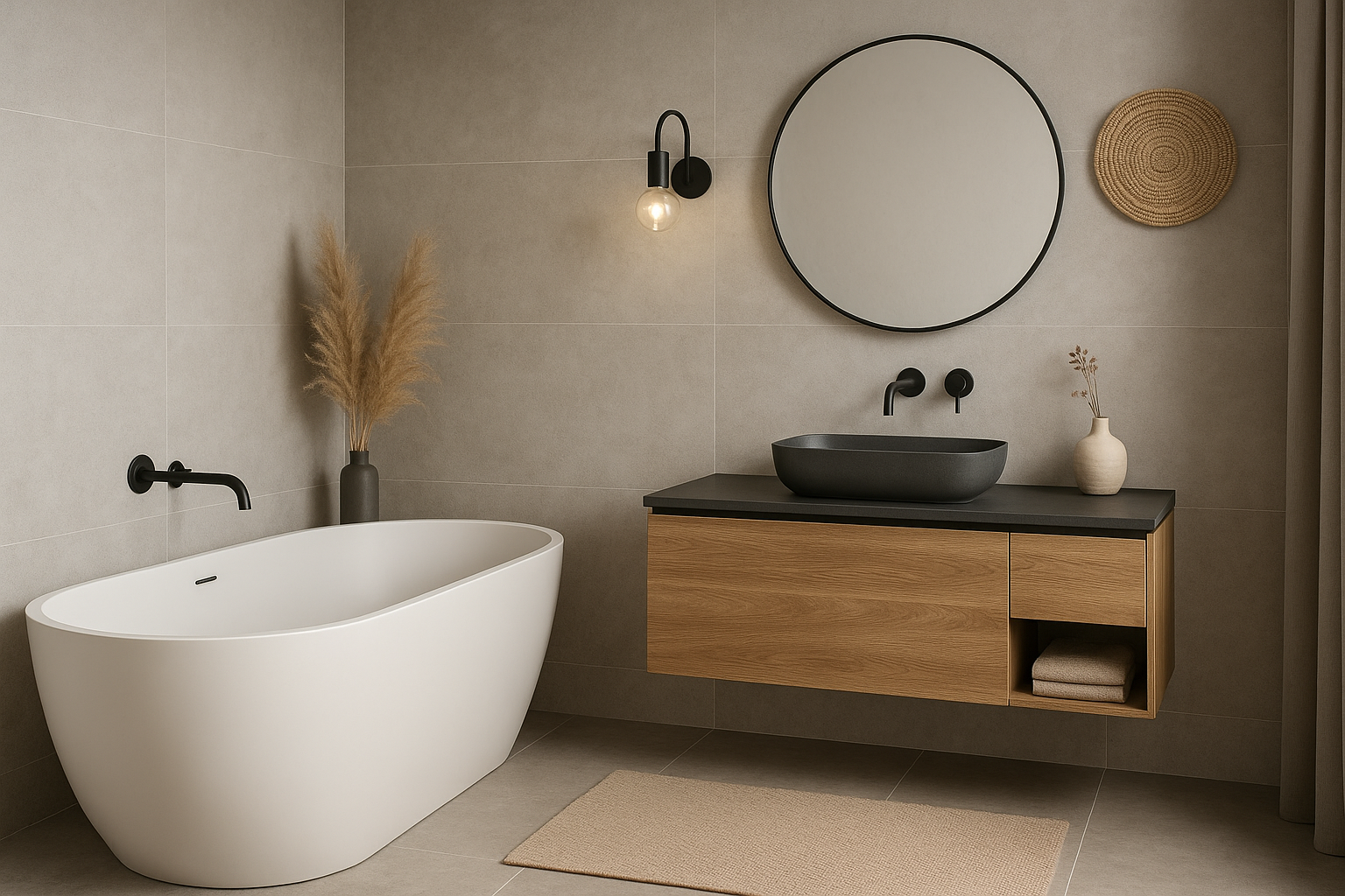 تصميم عصري وأنيق لحمام بلمسات - مشروع ديكور في المنطقة الوسطى لدى…