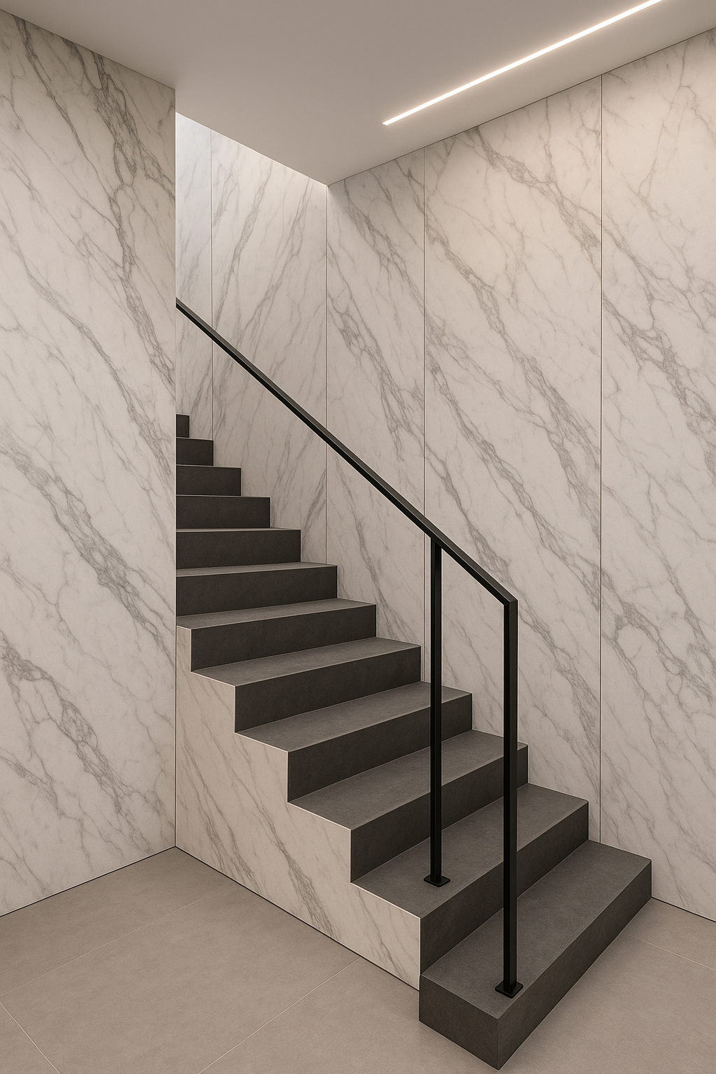 تصميم ديكور واجهة سلم بتركيب - مشروع تشطيب في المنطقة الوسطى لدى ب…