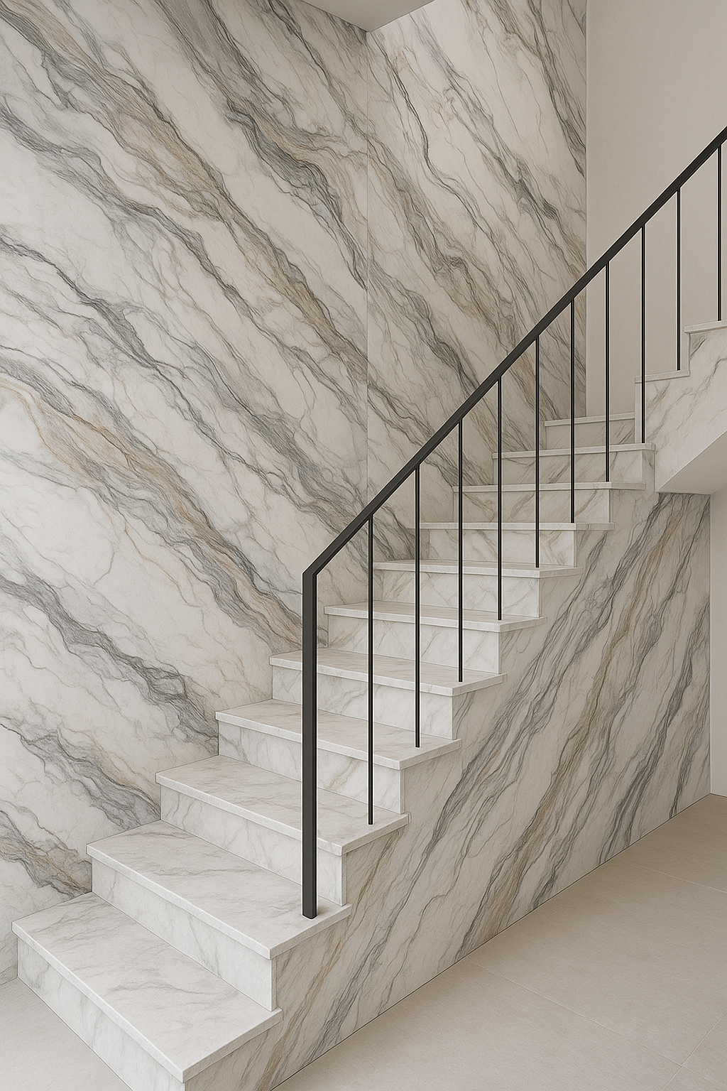 تركيب بديل رخام لواجهة سلم - مشروع ديكور في المنطقة الوسطى لدى بوا…