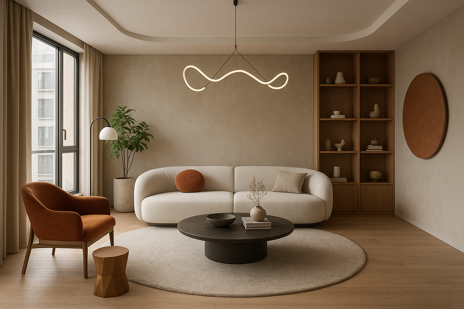 تصميم ديكور مبتكر لصالة شقة - مشروع ديكور في المنطقة الوسطى لدى بو…