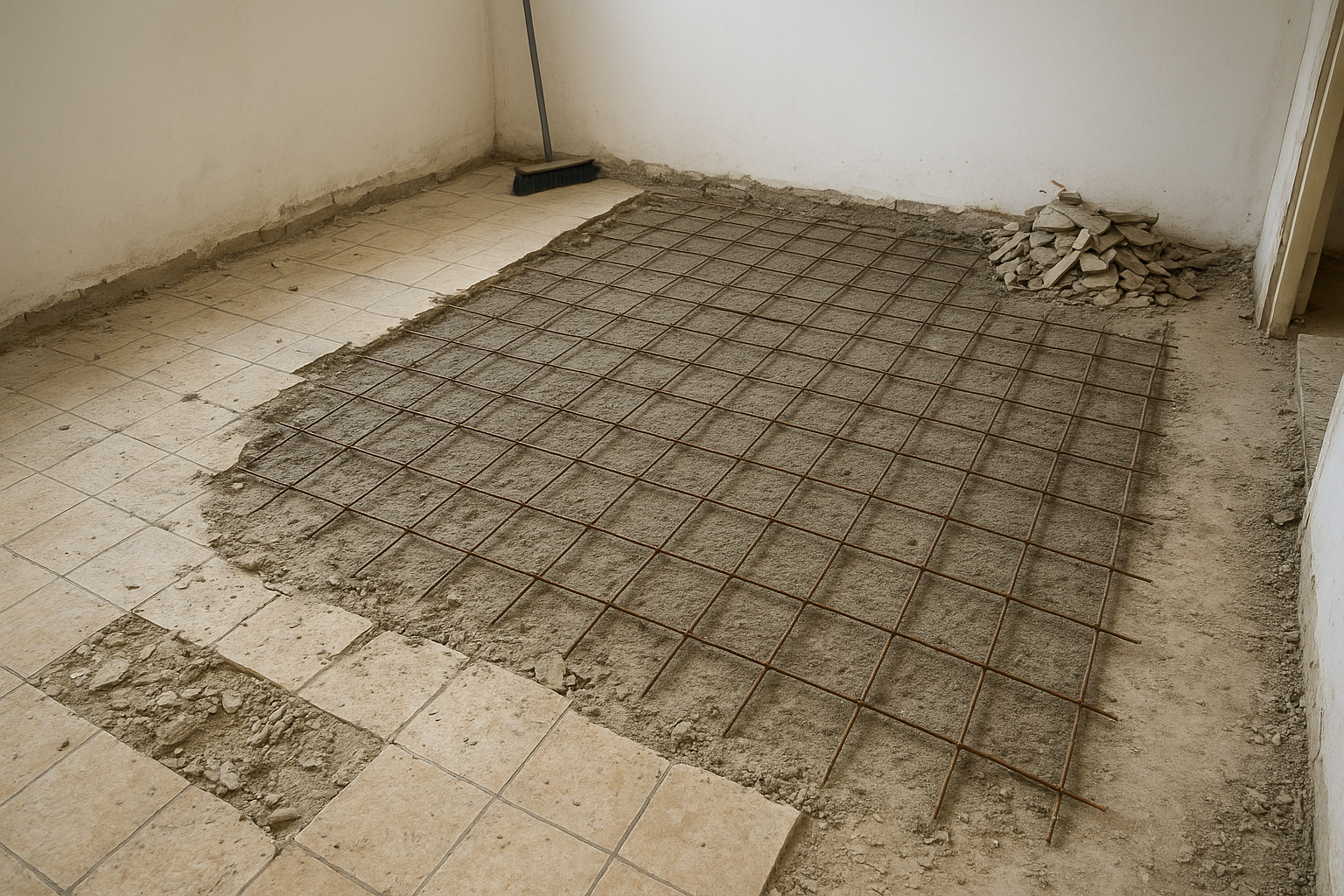 مشروع ترميم وصيانة: إزالة بلاط، - مشروع ترميم وصيانة في المنطقة ال…