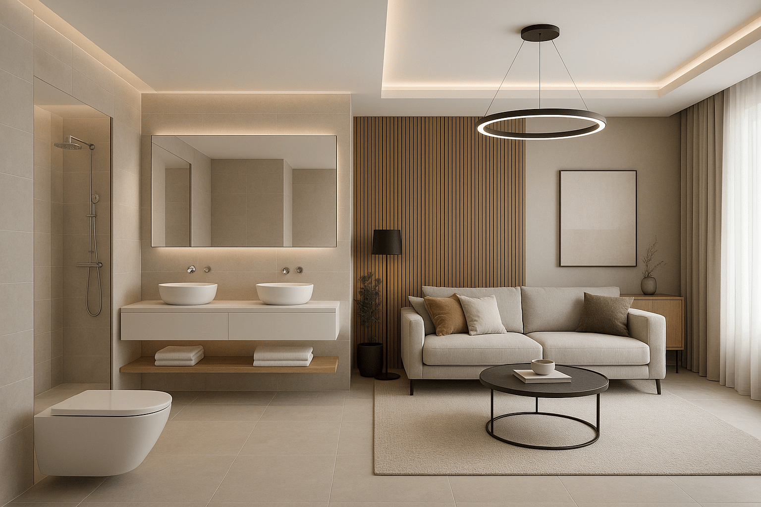 تصميم وتجديد حمامين ومجلس بديكورات - مشروع ترميم وصيانة في المنطق…