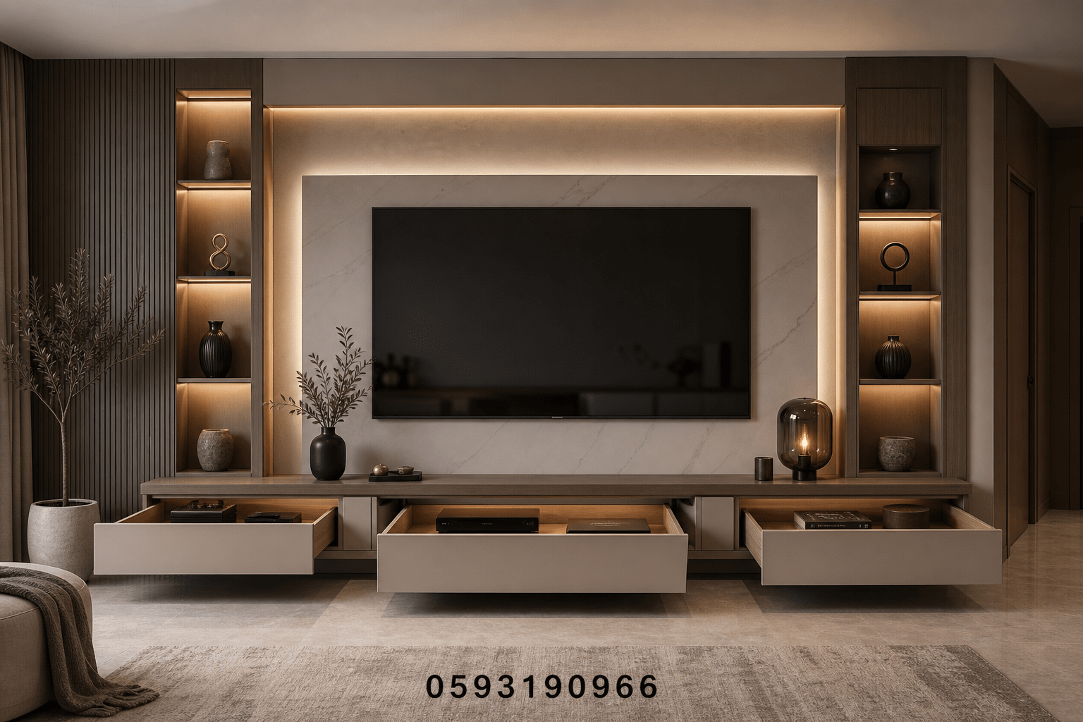 تصميم وحدة ديكور تلفاز مدمجة - مشروع ديكور في المنطقة الوسطى لدى ب…