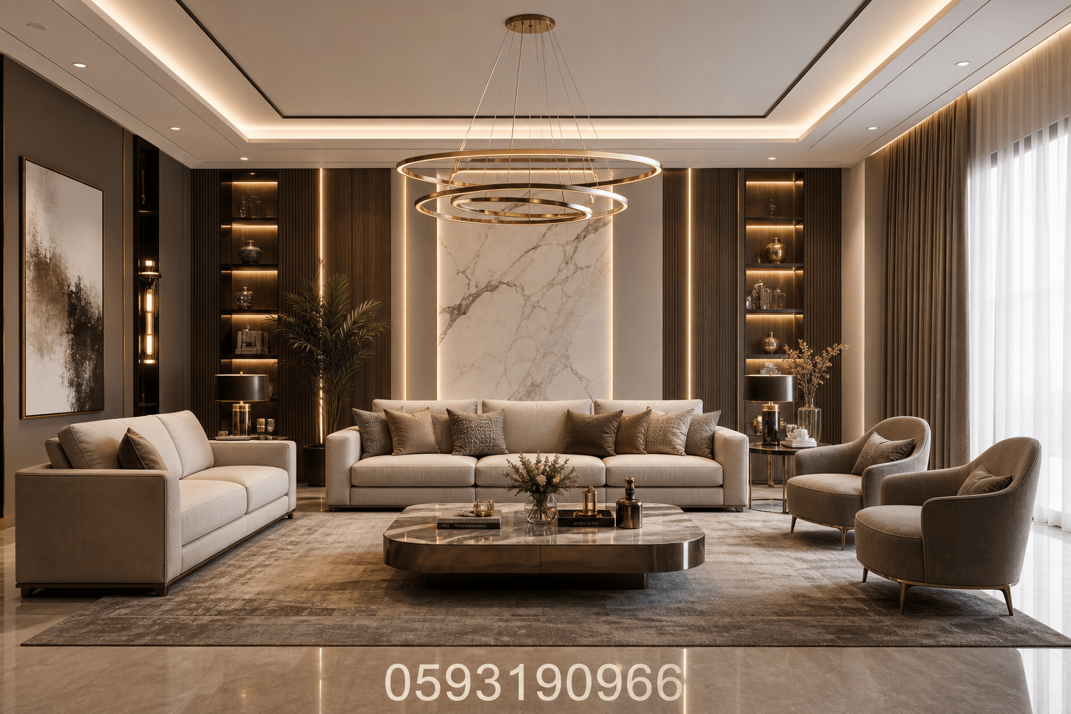 تصميم ديكور حديث لصالة أنيقة - مشروع ديكور في المنطقة الشرقية لدى…