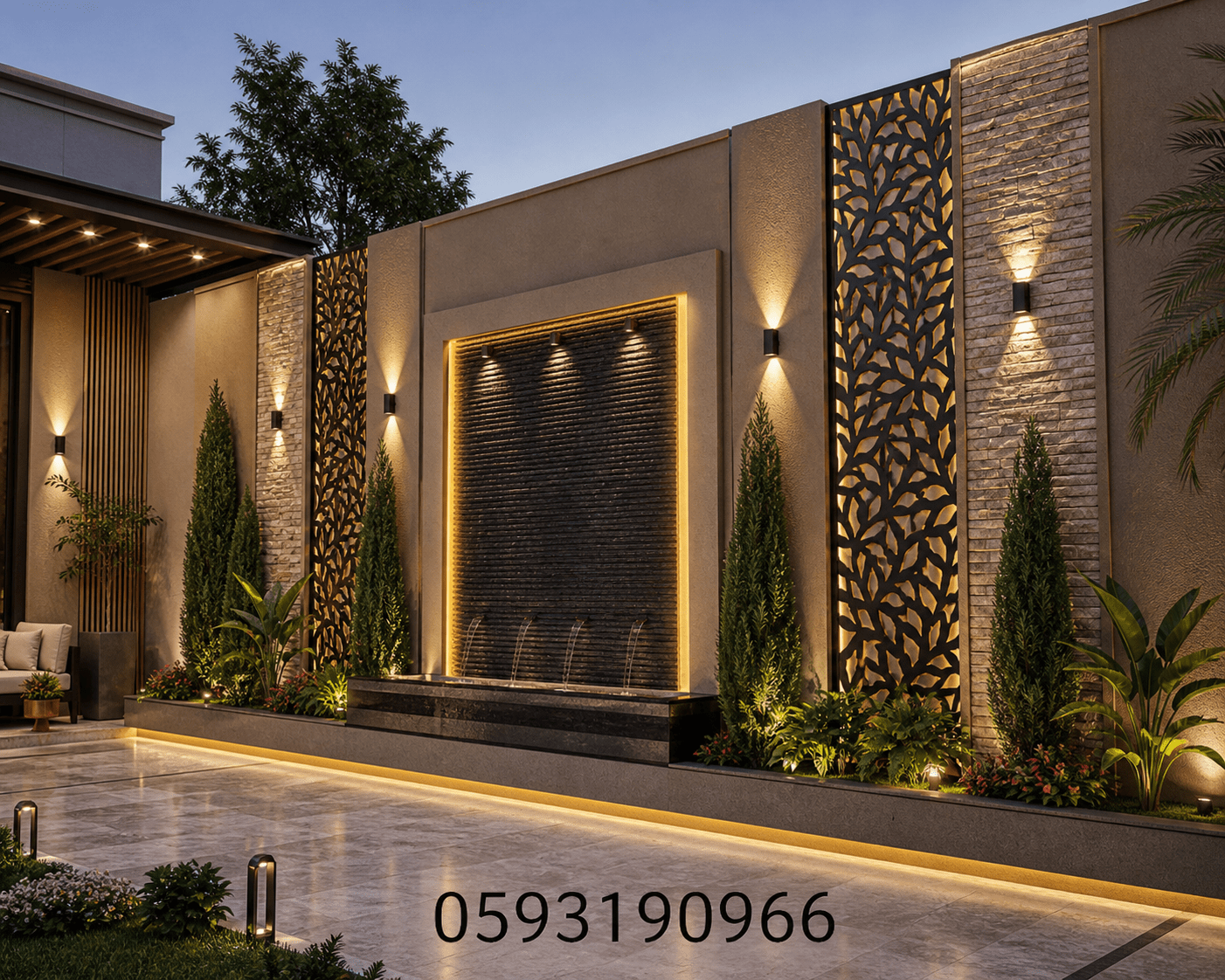 تصميم مبتكر لحوش وجدار ملحق - مشروع ديكور في المنطقة الوسطى لدى بو…