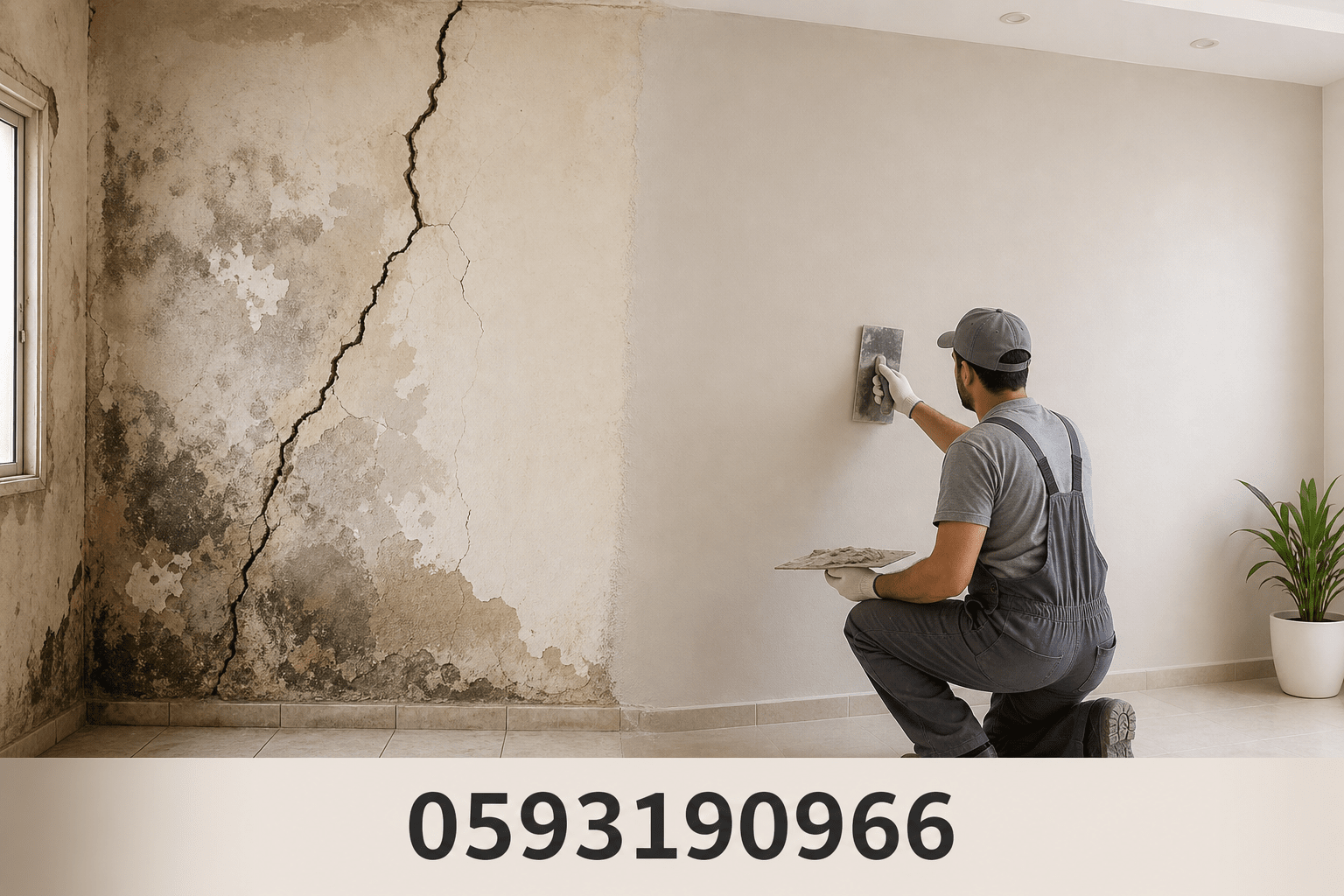 إصلاح التشققات والرطوبة في الجدران - مشروع ترميم وصيانة في المنطق…