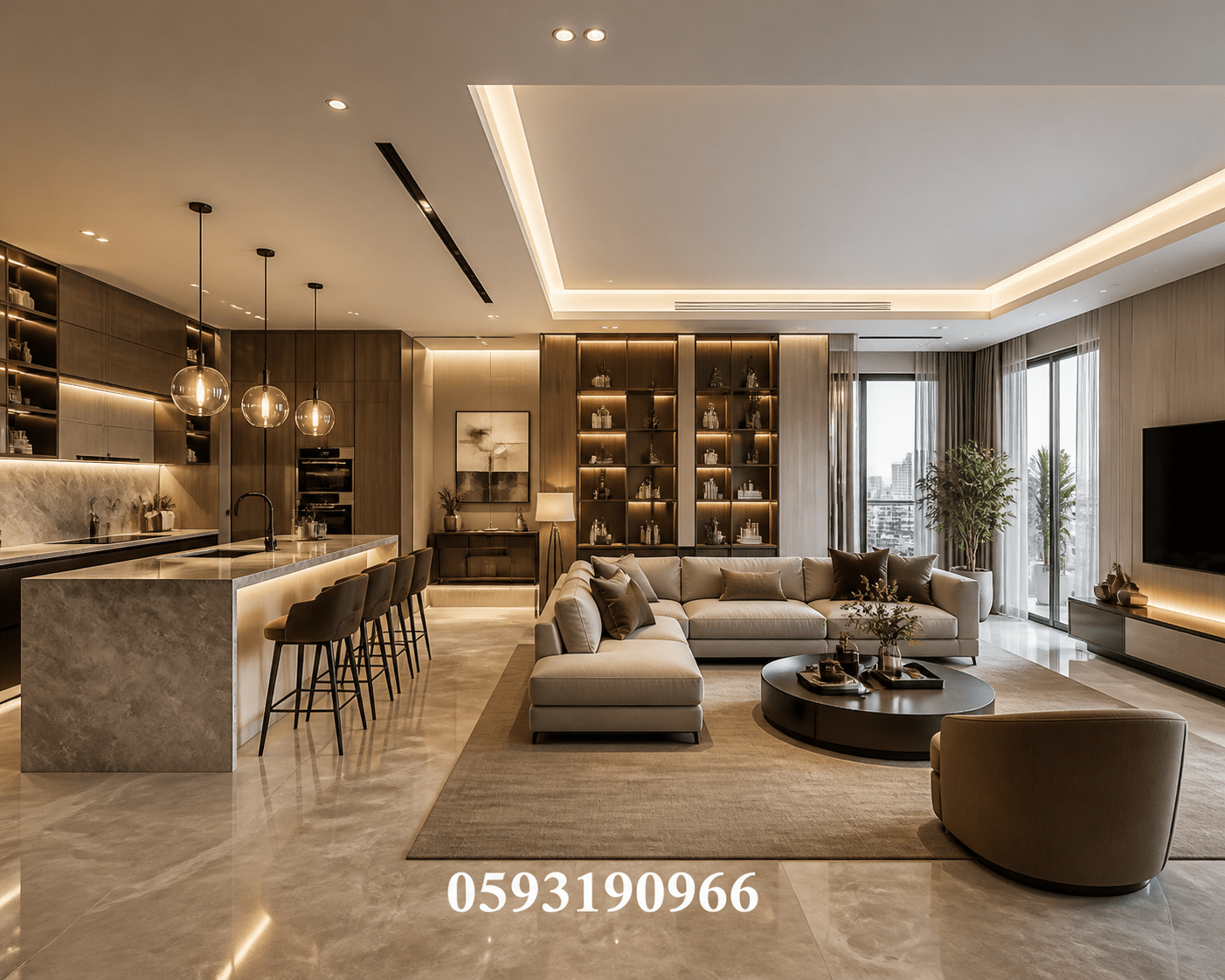 تصميم داخلي مبتكر لمطبخ وصالة - مشروع ديكور في المنطقة الوسطى لدى…